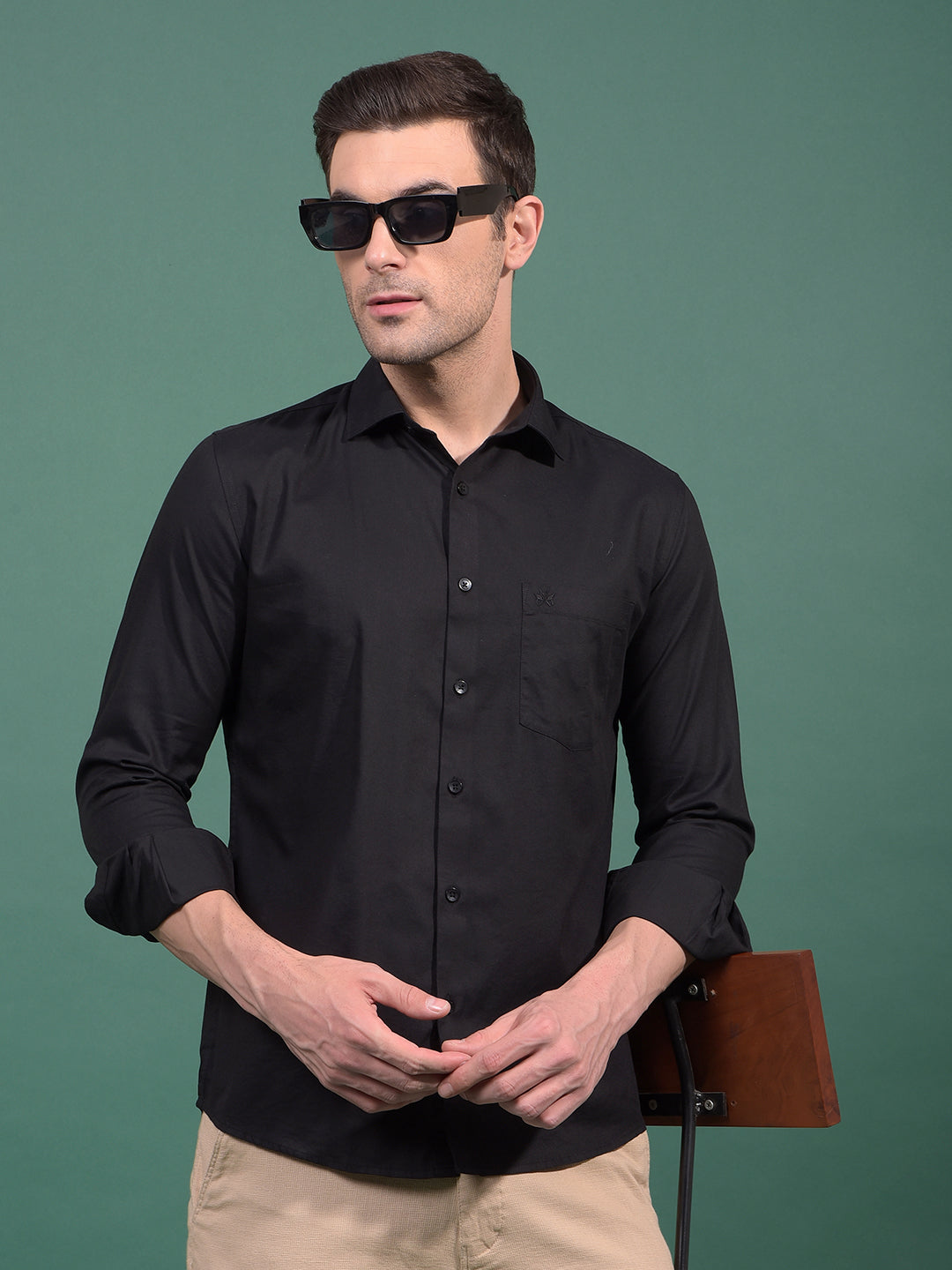 Black Modal Shirt-Men Shirts-Crimsoune Club