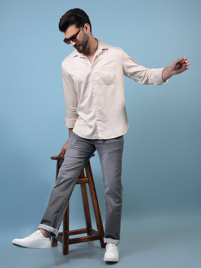 Men's Beige Shirt-Men Shirts-Crimsoune Club