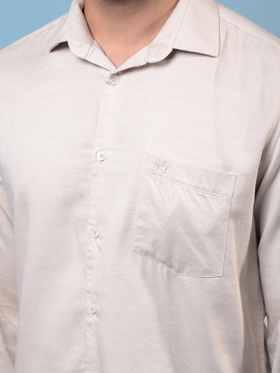 Men's Beige Shirt-Men Shirts-Crimsoune Club