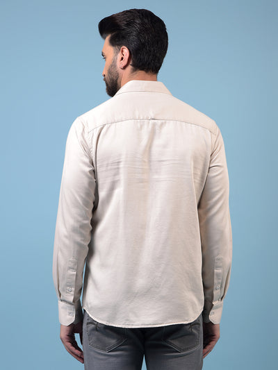 Men's Beige Shirt-Men Shirts-Crimsoune Club