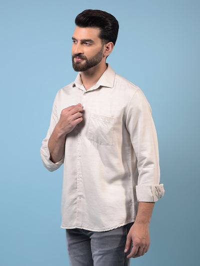 Men's Beige Shirt-Men Shirts-Crimsoune Club