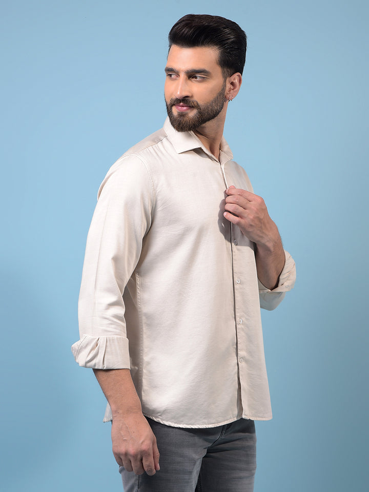 Men's Beige Shirt-Men Shirts-Crimsoune Club