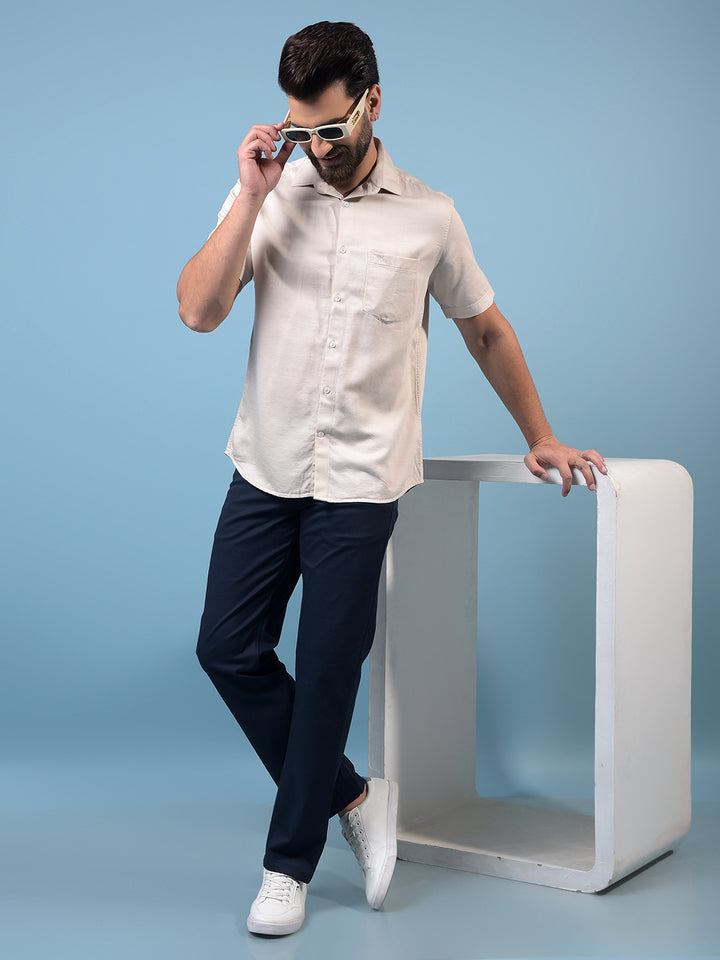 Beige Shirt-Men Shirts-Crimsoune Club