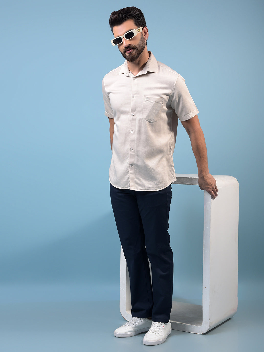 Beige Shirt-Men Shirts-Crimsoune Club