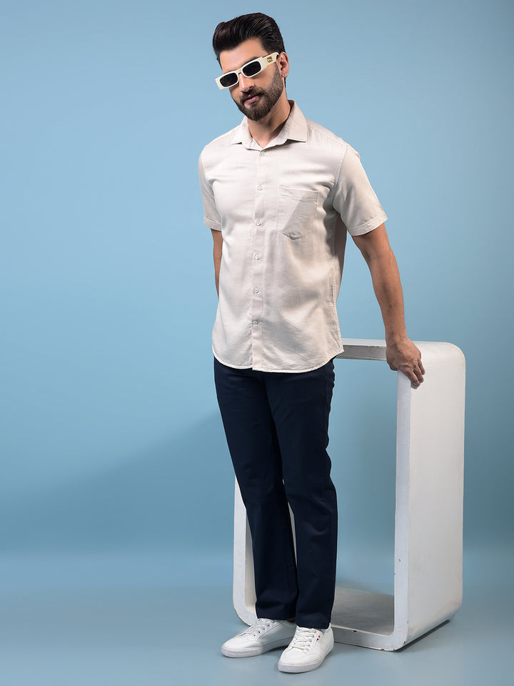 Beige Shirt-Men Shirts-Crimsoune Club