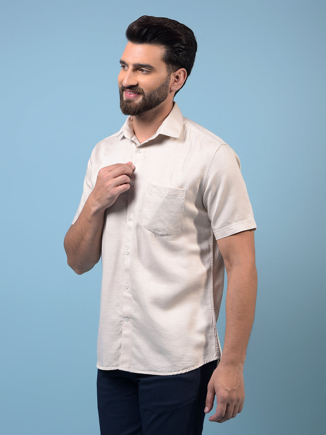 Beige Shirt-Men Shirts-Crimsoune Club