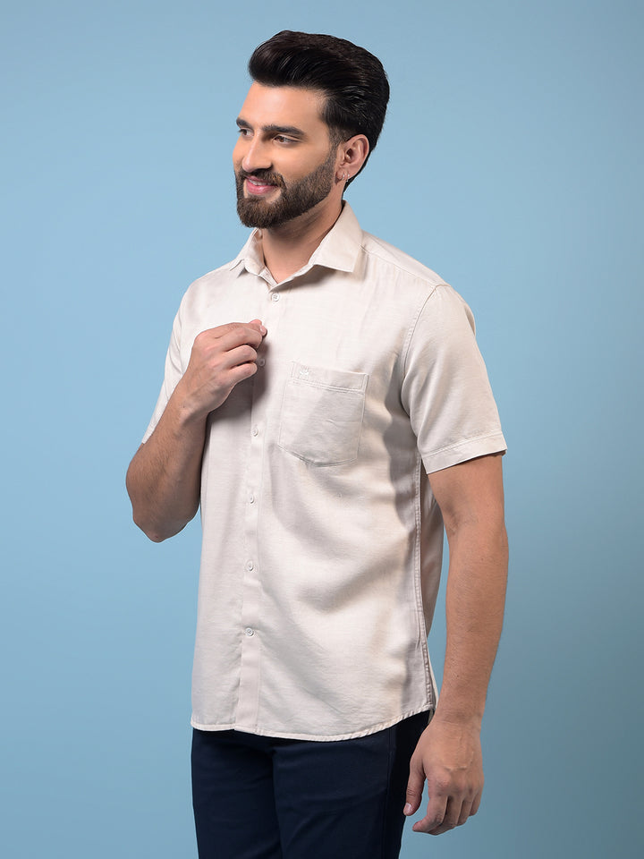 Beige Shirt-Men Shirts-Crimsoune Club