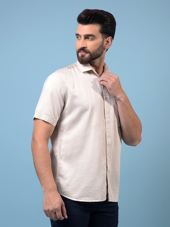 Beige Shirt-Men Shirts-Crimsoune Club
