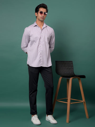 Purple Checked 100% Cotton Shirt-Men Shirts-Crimsoune Club