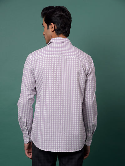 Purple Checked 100% Cotton Shirt-Men Shirts-Crimsoune Club