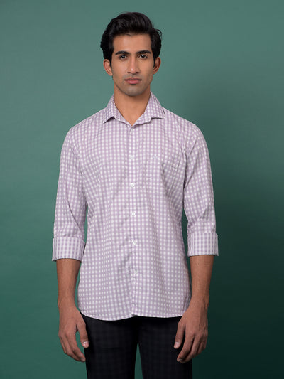 Purple Checked 100% Cotton Shirt-Men Shirts-Crimsoune Club