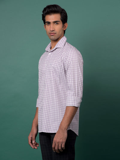 Purple Checked 100% Cotton Shirt-Men Shirts-Crimsoune Club