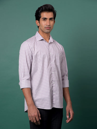 Purple Checked 100% Cotton Shirt-Men Shirts-Crimsoune Club