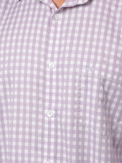Purple Checked 100% Cotton Shirt-Men Shirts-Crimsoune Club