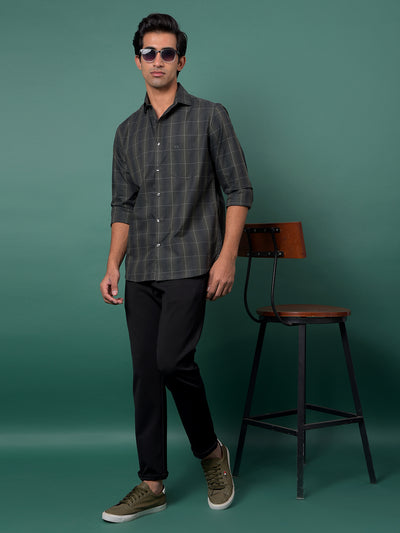 Green Checked 100% Cotton Shirt-Men Shirts-Crimsoune Club