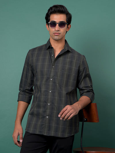 Green Checked 100% Cotton Shirt-Men Shirts-Crimsoune Club