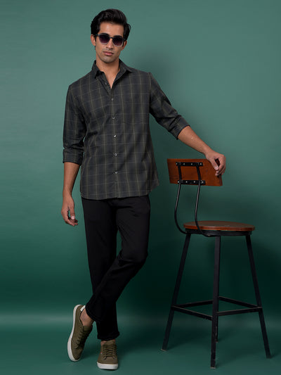 Green Checked 100% Cotton Shirt-Men Shirts-Crimsoune Club