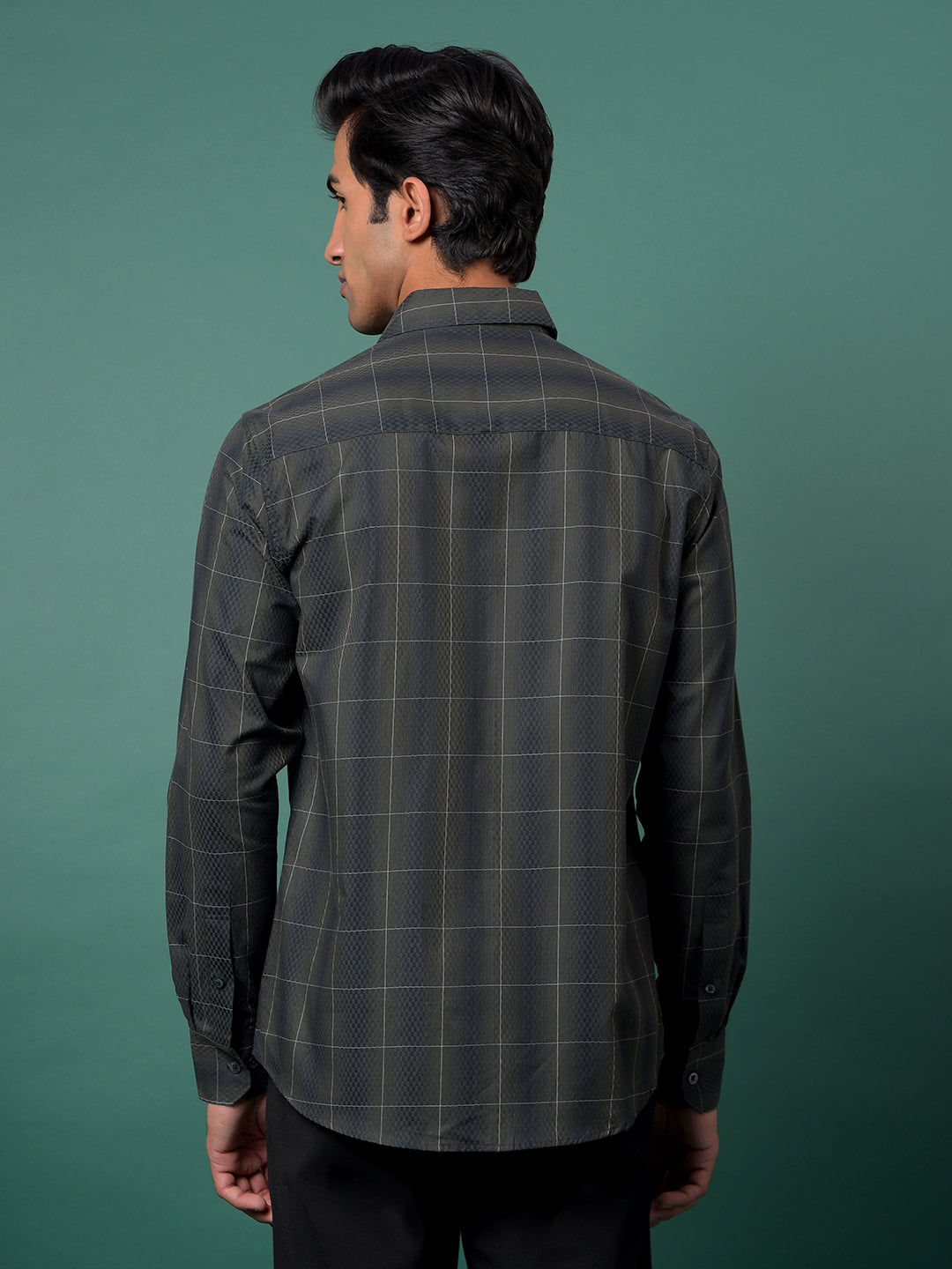 Green Checked 100% Cotton Shirt-Men Shirts-Crimsoune Club