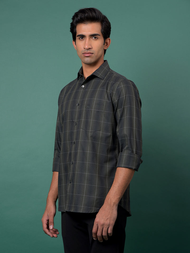 Green Checked 100% Cotton Shirt-Men Shirts-Crimsoune Club