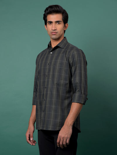 Green Checked 100% Cotton Shirt-Men Shirts-Crimsoune Club