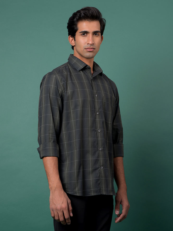 Green Checked 100% Cotton Shirt-Men Shirts-Crimsoune Club