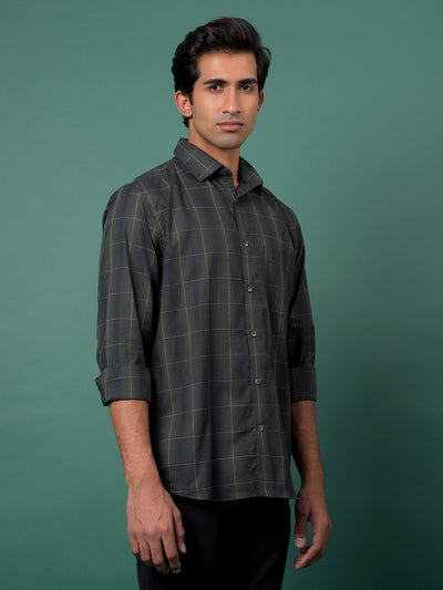 Green Checked 100% Cotton Shirt-Men Shirts-Crimsoune Club