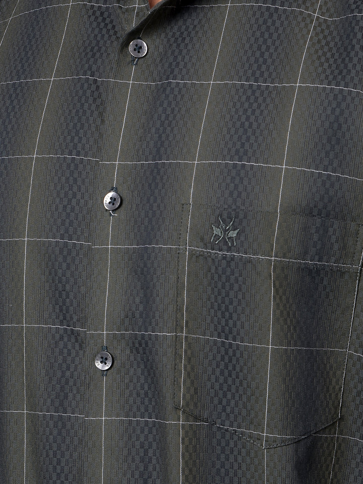 Green Checked 100% Cotton Shirt-Men Shirts-Crimsoune Club