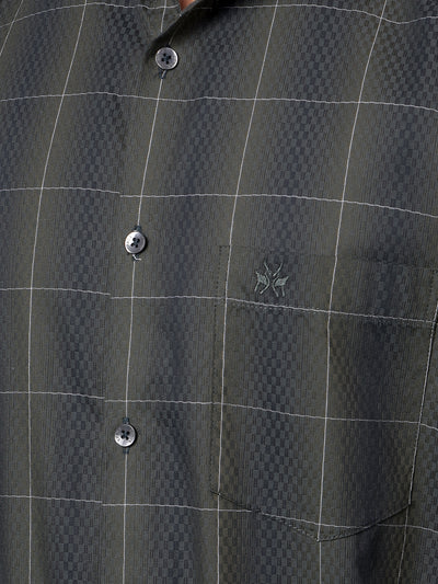 Green Checked 100% Cotton Shirt-Men Shirts-Crimsoune Club