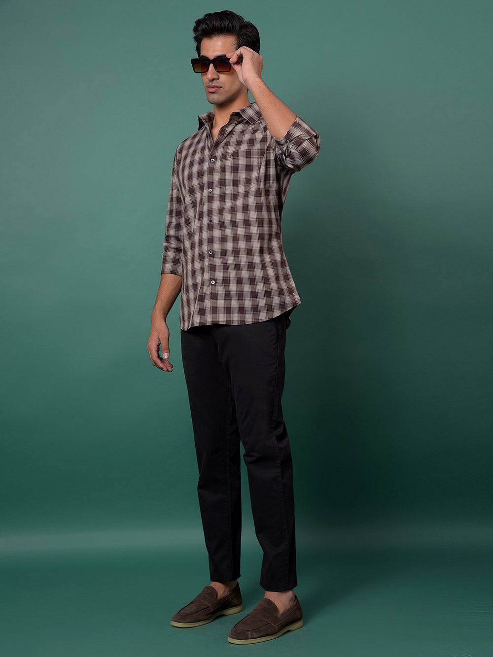 Brown Checked Shirt-Men Shirts-Crimsoune Club