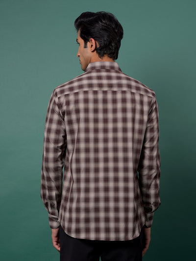Brown Checked Shirt-Men Shirts-Crimsoune Club