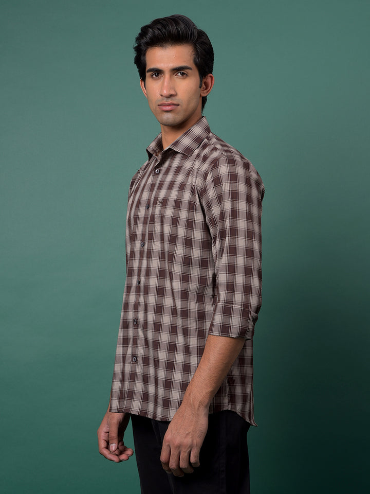 Brown Checked Shirt-Men Shirts-Crimsoune Club