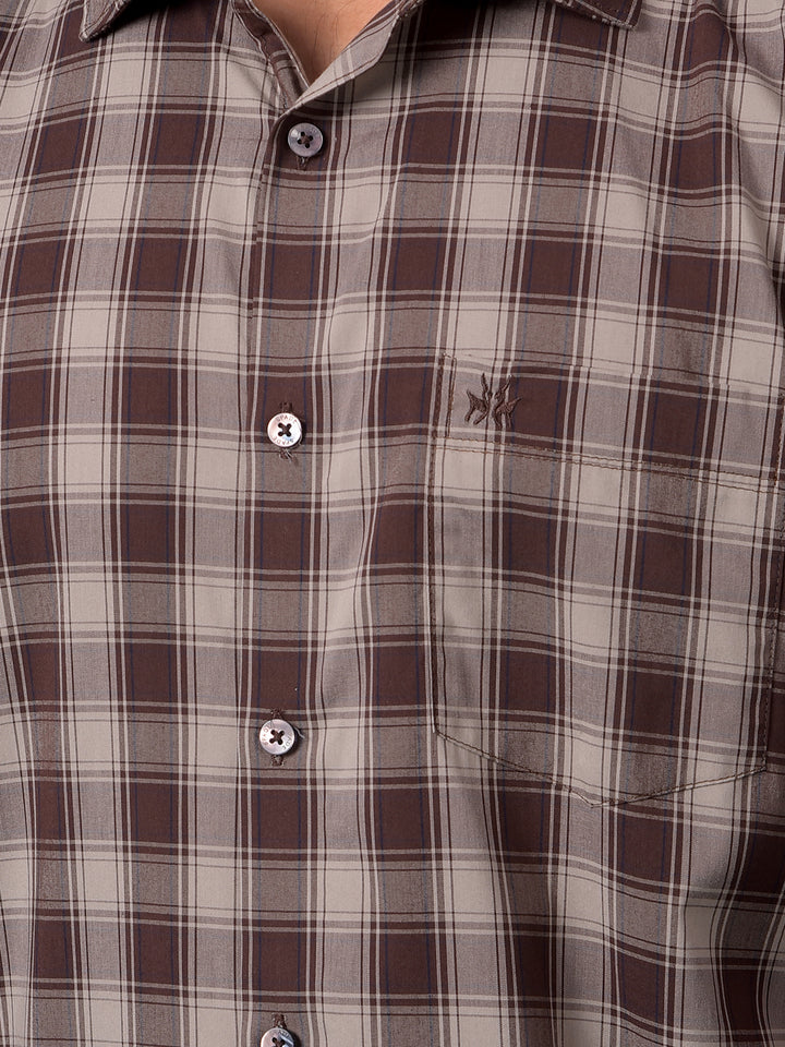 Brown Checked Shirt-Men Shirts-Crimsoune Club