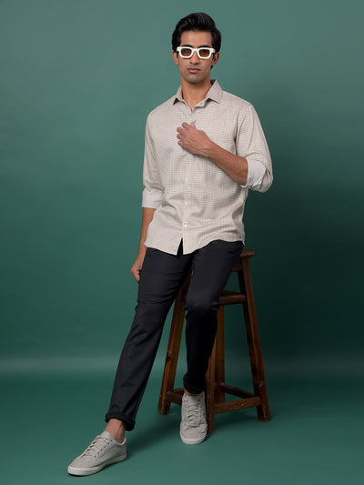 Beige Printed Shirt-Men Shirts-Crimsoune Club