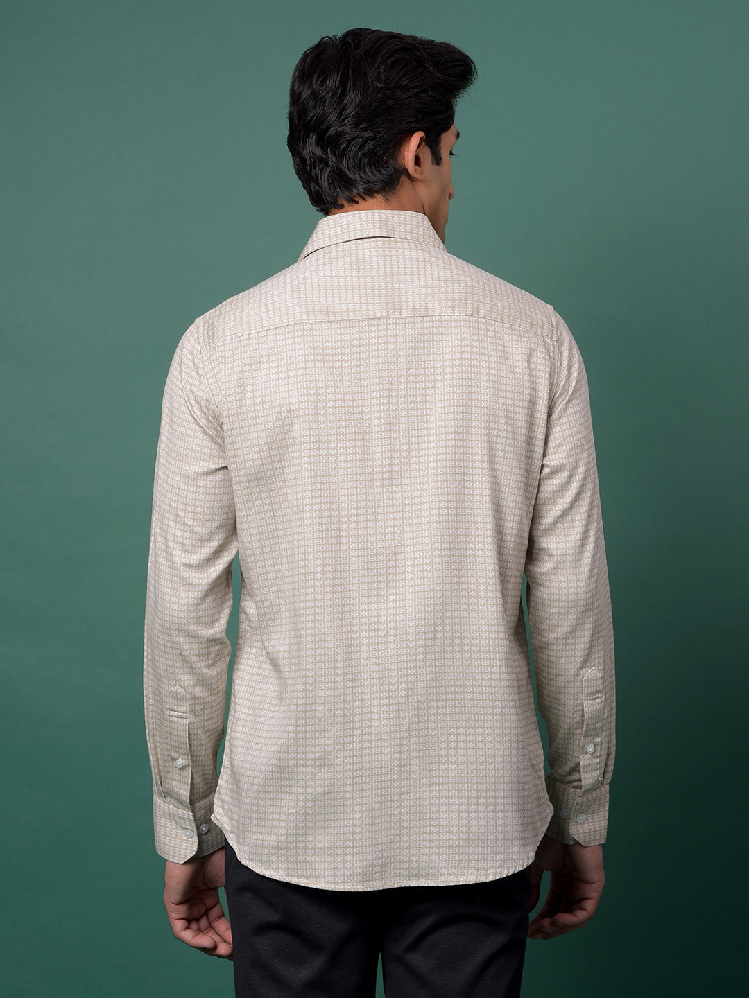 Beige Printed Shirt-Men Shirts-Crimsoune Club