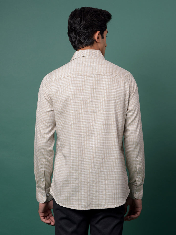 Beige Printed Shirt-Men Shirts-Crimsoune Club
