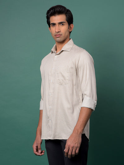 Beige Printed Shirt-Men Shirts-Crimsoune Club