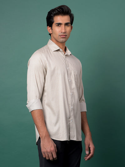 Beige Printed Shirt-Men Shirts-Crimsoune Club