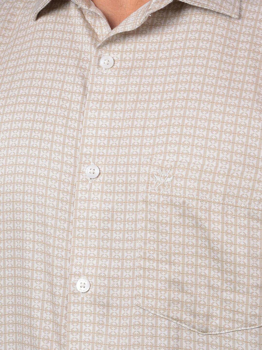 Beige Printed Shirt-Men Shirts-Crimsoune Club