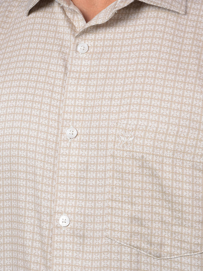 Beige Printed Shirt-Men Shirts-Crimsoune Club
