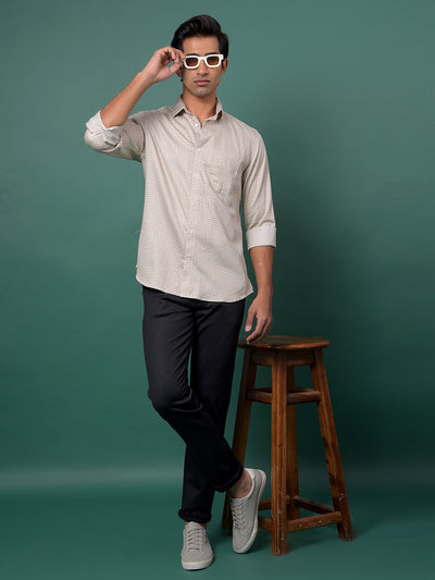 Beige Printed Shirt-Men Shirts-Crimsoune Club