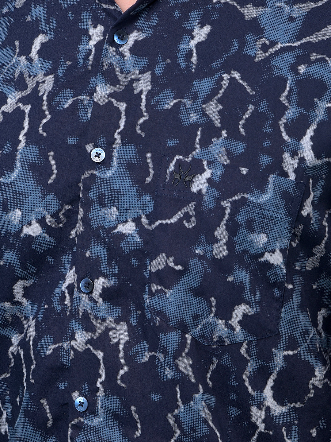 Navy Blue Printed Shirt-Men Shirts-Crimsoune Club