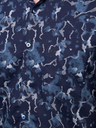 Navy Blue Printed Shirt-Men Shirts-Crimsoune Club