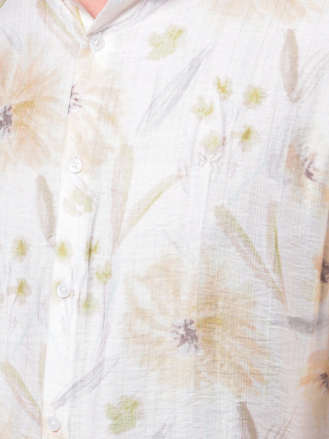 Peach Floral Print Shirt-Men Shirts-Crimsoune Club