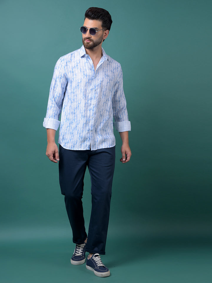 Blue Printed Shirt-Men Shirts-Crimsoune Club