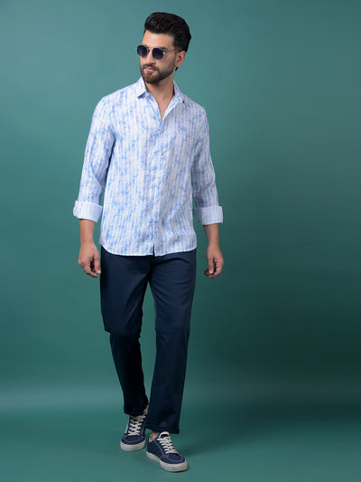 Blue Printed Shirt-Men Shirts-Crimsoune Club