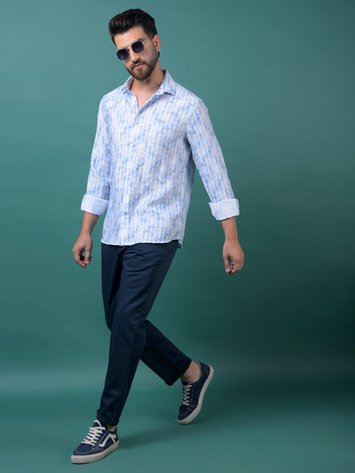 Blue Printed Shirt-Men Shirts-Crimsoune Club