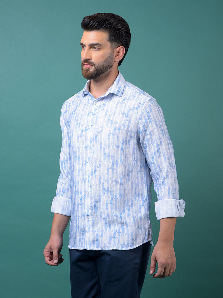 Blue Printed Shirt-Men Shirts-Crimsoune Club