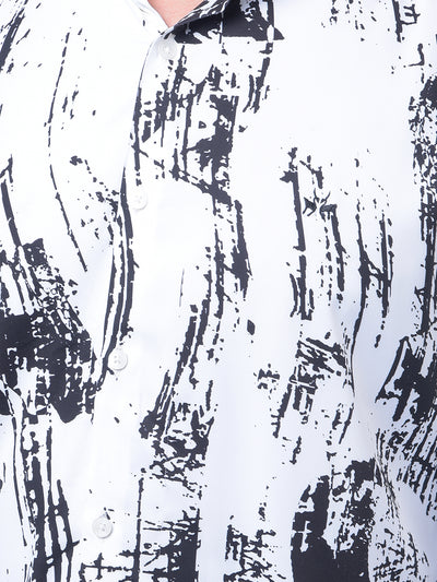 Black Abstract Print Shirt-Men Shirts-Crimsoune Club