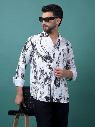 Black Abstract Print Shirt-Men Shirts-Crimsoune Club
