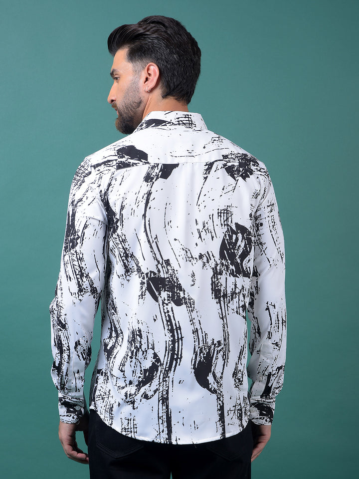 Black Abstract Print Shirt-Men Shirts-Crimsoune Club